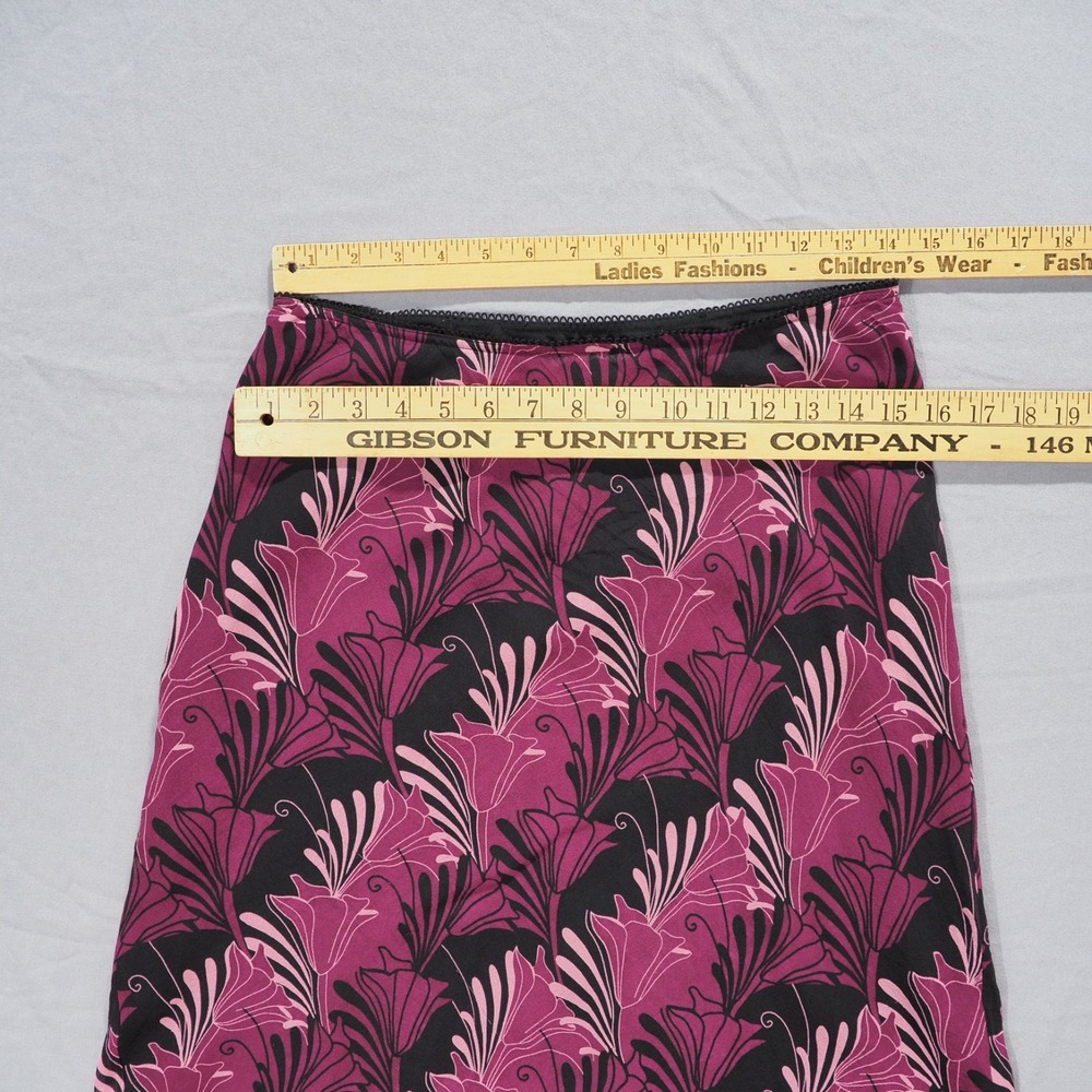 Worthington Skirt Womens 10 Pink Floral Silk High Low Hem Art Deco Midi Lined - Picture 4 of 11